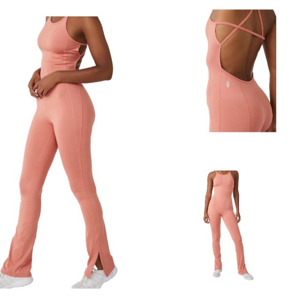 NWT-Free People Movement Women's Heat Waves Onesie— Color Crush Blush